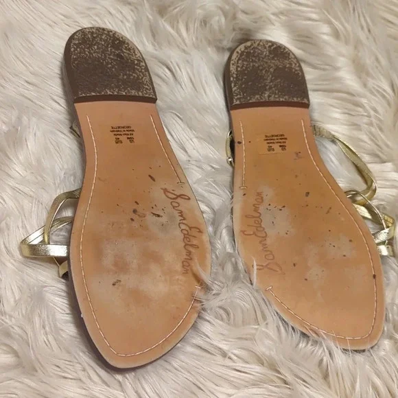 Sam Edelman Gold strappy sandals 10M - Picture 3 of 5